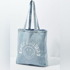 American Eagle Outfitters Keep Smiling Denim Tote Bag